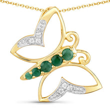 Load image into Gallery viewer, 0.51 Carat Genuine Emerald and White Zircon .925 Sterling Silver Necklace
