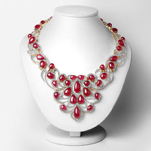Load image into Gallery viewer, 160.14 Carat Glass Filled Ruby and White Diamond .925 Sterling Silver Necklace
