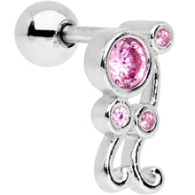 Load image into Gallery viewer, Pink CZ Gem Sassy Swirl Cartilage Tragus Earring
