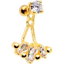 Load image into Gallery viewer, Clear CZ Gem Gold PVD Fashion Fan Dangle Cartilage Tragus Piercing
