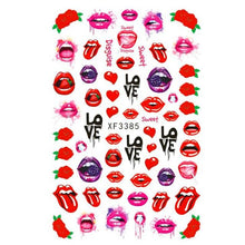 将图片加载到图库查看器，Nail Art Stickers Red Lips Nails Decals Sticker Hot Sexy Girl Tip Back Glue Decal Cool Lollipop Self Adhesive Acrylic Tips Tool Decoration White Feather Lace Flower Leaf Carving Design Exquisite Pattern Nail Art Supplies Self-Adhesive Nail
