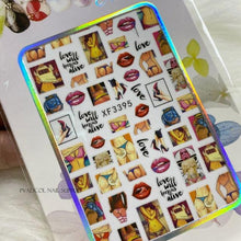 将图片加载到图库查看器，Nail Art Stickers Red Lips Nails Decals Sticker Hot Sexy Girl Tip Back Glue Decal Cool Lollipop Self Adhesive Acrylic Tips Tool Decoration White Feather Lace Flower Leaf Carving Design Exquisite Pattern Nail Art Supplies Self-Adhesive Nail
