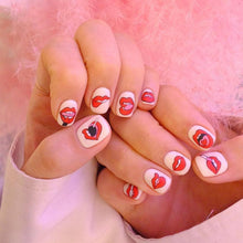 将图片加载到图库查看器，Nail Art Stickers Red Lips Nails Decals Sticker Hot Sexy Girl Tip Back Glue Decal Cool Lollipop Self Adhesive Acrylic Tips Tool Decoration White Feather Lace Flower Leaf Carving Design Exquisite Pattern Nail Art Supplies Self-Adhesive Nail
