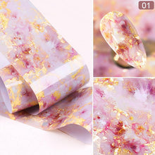 将图片加载到图库查看器，Nail Foils Marble Series Nail Art Transfer Sticker Paper Gold Line Foils Bright Marble Design Decoration Marble Nail Art Stickers Water Transfer Nail Decals Full Wraps Gradient Acrylic Nail Kits for Women Manicure Decoration Accessories
