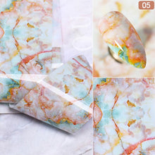 将图片加载到图库查看器，Nail Foils Marble Series Nail Art Transfer Sticker Paper Gold Line Foils Bright Marble Design Decoration Marble Nail Art Stickers Water Transfer Nail Decals Full Wraps Gradient Acrylic Nail Kits for Women Manicure Decoration Accessories

