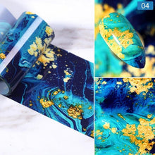 将图片加载到图库查看器，Nail Foils Marble Series Nail Art Transfer Sticker Paper Gold Line Foils Bright Marble Design Decoration Marble Nail Art Stickers Water Transfer Nail Decals Full Wraps Gradient Acrylic Nail Kits for Women Manicure Decoration Accessories
