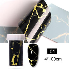 将图片加载到图库查看器，Nail Foils Marble Series Nail Art Transfer Sticker Paper Gold Line Foils Bright Marble Design Decoration Marble Nail Art Stickers Water Transfer Nail Decals Full Wraps Gradient Acrylic Nail Kits for Women Manicure Decoration Accessories
