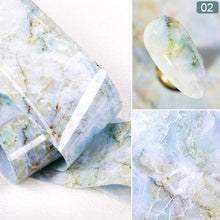 将图片加载到图库查看器，Nail Foils Marble Series Nail Art Transfer Sticker Paper Gold Line Foils Bright Marble Design Decoration Marble Nail Art Stickers Water Transfer Nail Decals Full Wraps Gradient Acrylic Nail Kits for Women Manicure Decoration Accessories
