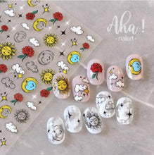 将图片加载到图库查看器，Nail Glue Stickers Stars Moon Cartoon Rabbit Panda Flower Nail Decoration Decals Nail Sticker Nail Art Decorations Design Decoration Acrylic Nail Supplies Designer Nail Decorations for Women Girls Kids 3D Nail Art Stickers Decals
