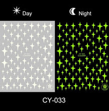 Load image into Gallery viewer, Nail Stickers Back Glue Fluorescent Light Flame Butterfly Moon Love Pattern Designs Nail Decal Decoration Tips For Beauty Salons Glow in Dark Nail Stickers Self-Adhesive Nail Art Decals Butterfly Flower Star Heart Nail Strips Glow Dark Nail Art Manicure
