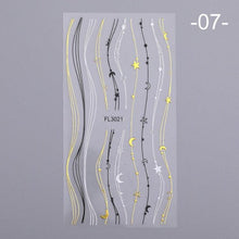 将图片加载到图库查看器，Nail Strip Stickers Black Gold Rose Gold Silver Metal Strip Tape Nail Art Adhesive Foil Tips Nail Sticker Decals Metallic Curve Strip Line Nail Decal Self-Adhesive 3D Wave Design Decoration for Women Girls Tape Nail Art Stickers Decal Decoration
