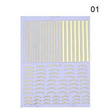 将图片加载到图库查看器，Nail Strip Stickers Black Gold Rose Gold Silver Metal Strip Tape Nail Art Adhesive Foil Tips Nail Sticker Decals Metallic Curve Strip Line Nail Decal Self-Adhesive 3D Wave Design Decoration for Women Girls Tape Nail Art Stickers Decal Decoration
