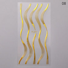 将图片加载到图库查看器，Nail Strip Stickers Black Gold Rose Gold Silver Metal Strip Tape Nail Art Adhesive Foil Tips Nail Sticker Decals Metallic Curve Strip Line Nail Decal Self-Adhesive 3D Wave Design Decoration for Women Girls Tape Nail Art Stickers Decal Decoration

