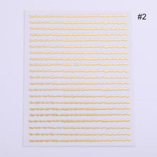 将图片加载到图库查看器，Nail Strip Stickers Black Gold Rose Gold Silver Metal Strip Tape Nail Art Adhesive Foil Tips Nail Sticker Decals Metallic Curve Strip Line Nail Decal Self-Adhesive 3D Wave Design Decoration for Women Girls Tape Nail Art Stickers Decal Decoration
