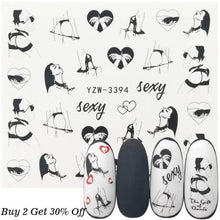 将图片加载到图库查看器，Nail Watermark Decals Sexy lips Middle finger Sexy girl Water Transfer Slider Russia Words Manicure Tattoos Sliders For Manicure Women Kids Girls Manicure Decoration Nail Art Supplies 3D Self-Adhesive Nail Decals Designer Nail Stickers for Acrylic Nails
