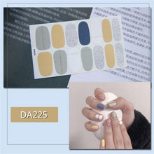 Load image into Gallery viewer, Nail Wraps Polish Decals Strips Golden Glitter 3D Adhesive Full Nail Art Stickers Manicure Kits Women Nail Decorations Accessories Metal Curve Stripe Lines Design Letter Nail Sticker Adhesive Decoration Template Nail Tool Decorations

