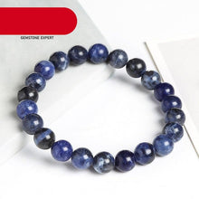 将图片加载到图库查看器，Natural Blue Stone Round Beads Elastic Line Stretch Bracelet Fashion Jewelry Healing Stone Beaded Bracelets For Women Men Gemstones Bracelets Crystal  Bracelet Unisex Adjustable Stretch Bracelets 8mm

