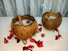 Load image into Gallery viewer, Natural Coconut Shell Decorative Scented Candle Wood Wicked Coconut Scented Candle Natural Coconut Shell  Eco Friendly Ideal for Home and Beach Décor Aromatherapy Candle
