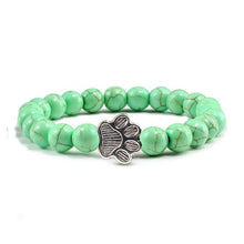 将图片加载到图库查看器，Natural Matte Black Lava Volcanic Stone Paw Print Charm Bracelet Pet Memorial Cat Dog Lovers Jewelry Bracelets For Women Men Stress Relief Yoga Bracelet Mood Bracelet Gifts For Women And Girls
