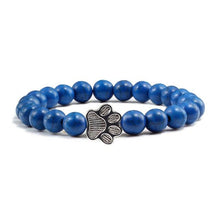 将图片加载到图库查看器，Natural Matte Black Lava Volcanic Stone Paw Print Charm Bracelet Pet Memorial Cat Dog Lovers Jewelry Bracelets For Women Men Stress Relief Yoga Bracelet Mood Bracelet Gifts For Women And Girls
