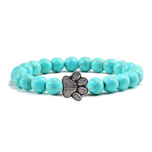 将图片加载到图库查看器，Natural Matte Black Lava Volcanic Stone Paw Print Charm Bracelet Pet Memorial Cat Dog Lovers Jewelry Bracelets For Women Men Stress Relief Yoga Bracelet Mood Bracelet Gifts For Women And Girls
