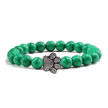 将图片加载到图库查看器，Natural Matte Black Lava Volcanic Stone Paw Print Charm Bracelet Pet Memorial Cat Dog Lovers Jewelry Bracelets For Women Men Stress Relief Yoga Bracelet Mood Bracelet Gifts For Women And Girls
