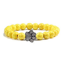 将图片加载到图库查看器，Natural Matte Black Lava Volcanic Stone Paw Print Charm Bracelet Pet Memorial Cat Dog Lovers Jewelry Bracelets For Women Men Stress Relief Yoga Bracelet Mood Bracelet Gifts For Women And Girls
