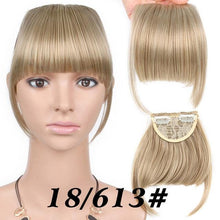 Load image into Gallery viewer, Natural Straight Synthetic Blunt Bangs High Temperature Fiber Brown Women Clip-In Flat Neat Bangs With Temples For Women One Piece Hairpiece

