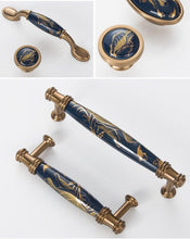 将图片加载到图库查看器，Navy Blue Ceramic Door Handles European Antique Furniture Handles Drawer Pulls Kitchen Cabinet Knobs And Handles Entry Door Handle With Door Lever For Right And Left Sided Doors
