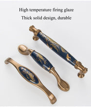 将图片加载到图库查看器，Navy Blue Ceramic Door Handles European Antique Furniture Handles Drawer Pulls Kitchen Cabinet Knobs And Handles Entry Door Handle With Door Lever For Right And Left Sided Doors
