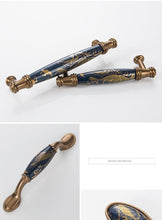 将图片加载到图库查看器，Navy Blue Ceramic Door Handles European Antique Furniture Handles Drawer Pulls Kitchen Cabinet Knobs And Handles Entry Door Handle With Door Lever For Right And Left Sided Doors
