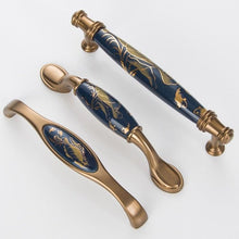 将图片加载到图库查看器，Navy Blue Ceramic Door Handles European Antique Furniture Handles Drawer Pulls Kitchen Cabinet Knobs And Handles Entry Door Handle With Door Lever For Right And Left Sided Doors

