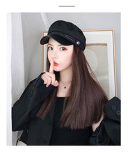 将图片加载到图库查看器，Navy Hat With Hair Long Straight Fake Hair Hat Wig Synthetic Hair Extensions Hat With Hair Natural Hairpiece Wigs For Black Women Cosplay Wigs For Women
