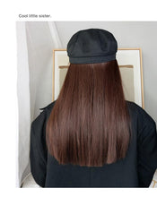将图片加载到图库查看器，Navy Hat With Hair Long Straight Fake Hair Hat Wig Synthetic Hair Extensions Hat With Hair Natural Hairpiece Wigs For Black Women Cosplay Wigs For Women
