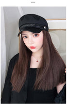 将图片加载到图库查看器，Navy Hat With Hair Long Straight Fake Hair Hat Wig Synthetic Hair Extensions Hat With Hair Natural Hairpiece Wigs For Black Women Cosplay Wigs For Women
