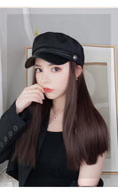 将图片加载到图库查看器，Navy Hat With Hair Long Straight Fake Hair Hat Wig Synthetic Hair Extensions Hat With Hair Natural Hairpiece Wigs For Black Women Cosplay Wigs For Women
