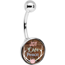 Load image into Gallery viewer, Joy Love Peace Antlers Black Belly Ring
