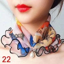 将图片加载到图库查看器，Neck Collars Fashion Scarves for Women And Girls Print Satin Silk Scarf Female Bandana Head Bib Scarfs For Ladies
