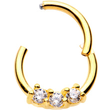 Load image into Gallery viewer, 16G 5/16 Clear Gem Gold PVD Hinged Segment Ring Circular Barbell
