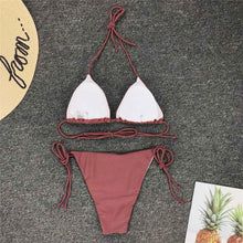 将图片加载到图库查看器，Neon Pink Bikini Women Swimwear Halter Swimsuit Female Two-Pieces Bikini Set Swimwear Halter String Triangle Bikini Sets Bather Bathing Suit Swim
