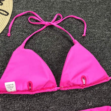 将图片加载到图库查看器，Neon Pink Bikini Women Swimwear Halter Swimsuit Female Two-Pieces Bikini Set Swimwear Halter String Triangle Bikini Sets Bather Bathing Suit Swim
