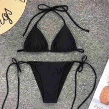将图片加载到图库查看器，Neon Pink Bikini Women Swimwear Halter Swimsuit Female Two-Pieces Bikini Set Swimwear Halter String Triangle Bikini Sets Bather Bathing Suit Swim
