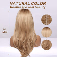 将图片加载到图库查看器，New Arrival Long Straight Wigs Ombre Black Blonde Ash Wig with Bangs Heat Resistant Synthetic Wigs for Women Stylish Wigs For Black Women Cosplay Wigs For Women
