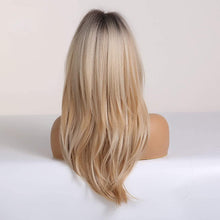 将图片加载到图库查看器，New Arrival Long Straight Wigs Ombre Black Blonde Ash Wig with Bangs Heat Resistant Synthetic Wigs for Women Stylish Wigs For Black Women Cosplay Wigs For Women
