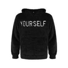 将图片加载到图库查看器，New Autumn And Winter Warm Men Wool Hooded Sweatshirts Letter Print Hooded Men's Embroidered Sweater Casual Hooded Long Sleeve Hipster Gym Long Sleeve Hoodies
