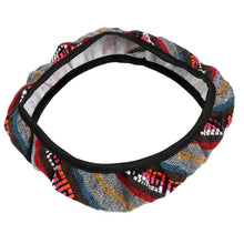 将图片加载到图库查看器，New Baja Blanket Car Steering Wheel Cover Linen Universal Elastic Flax Stripe Cool Interior Car Steering Wheel Cover Ethnic Style Car Accessories Steering Wheel Covers with Cloth for Women Breathable Anti Skid Better Grips Steering Wheel Cover Women
