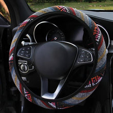 将图片加载到图库查看器，New Baja Blanket Car Steering Wheel Cover Linen Universal Elastic Flax Stripe Cool Interior Car Steering Wheel Cover Ethnic Style Car Accessories Steering Wheel Covers with Cloth for Women Breathable Anti Skid Better Grips Steering Wheel Cover Women
