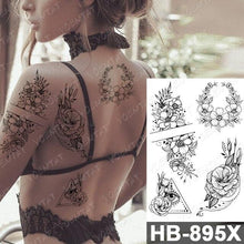 将图片加载到图库查看器，New Big Butterfly Waterproof Temporary Sticker Tattoo Elegant Black Colorful Tattoos Rose For Women Men

