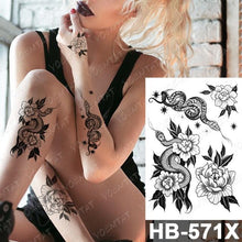 将图片加载到图库查看器，New Big Butterfly Waterproof Temporary Sticker Tattoo Elegant Black Colorful Tattoos Rose For Women Men
