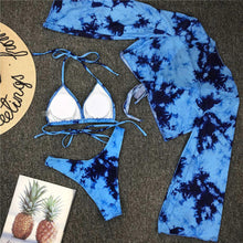 将图片加载到图库查看器，New Bikini Bikini Swimsuit For Women 3 Pieces Set Knot Front Off Shoulder Cover Up with Halter Bikini Sets Bathing Suit Women Swimwear Female Swimsuit Three-pieces Bikini set Halter Bather Bathing Suit Swim Beach Lady
